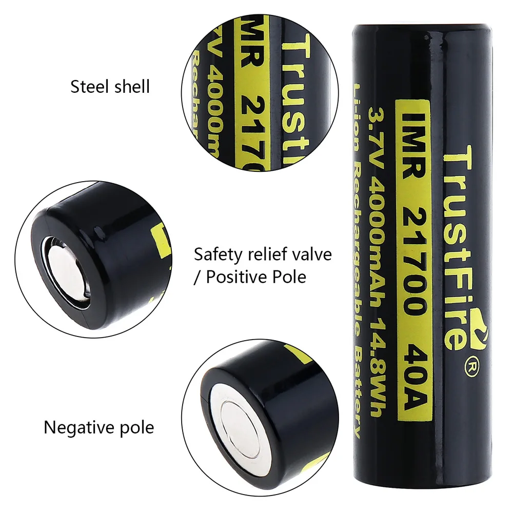 20 шт. TrustFire батарея 21700 IMR 3 7 V 40A 4000mAh 14 8 W литий ионная аккумуляторная с защищенной