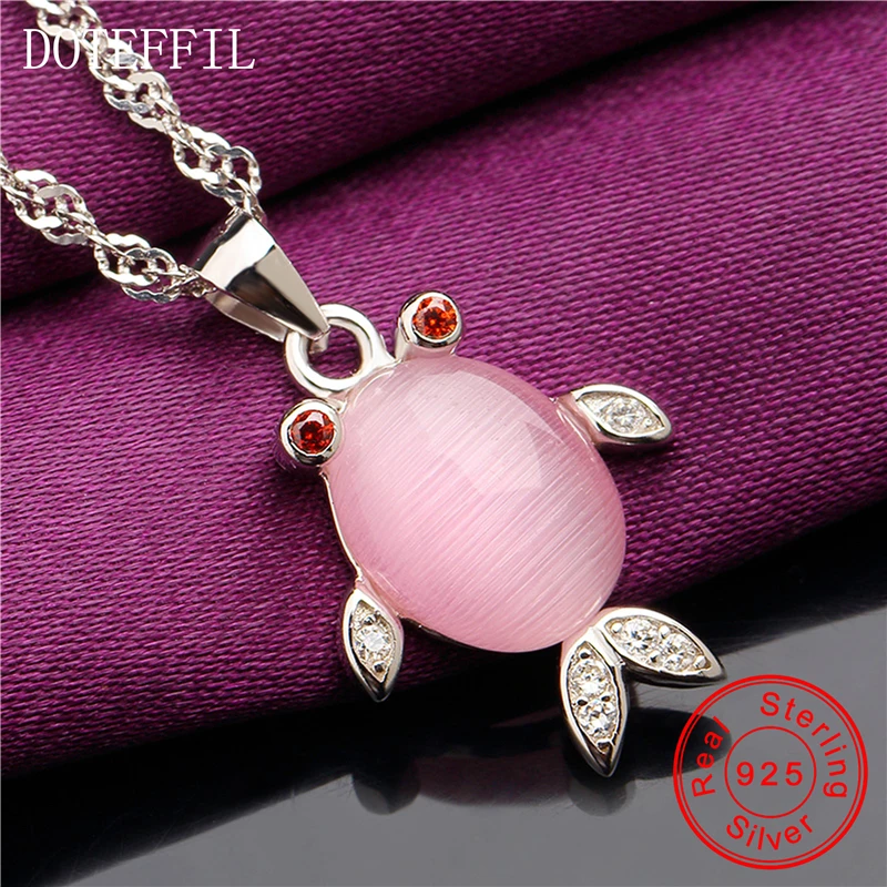 Cute Fish 925 Sterling Silver Round AAAA Zircon Pendant Necklace Women 100% Luxury Jewelry | Украшения и аксессуары