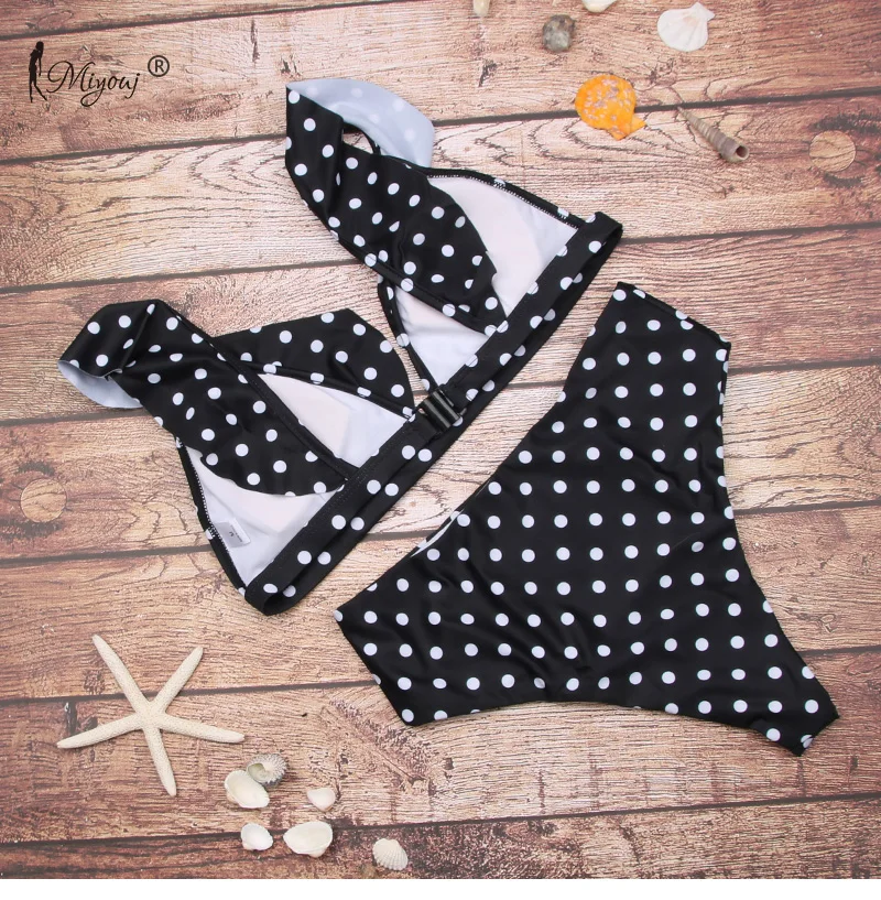 Miyouj High Waist Bikini Women Swimwear Ruffle Swimsuit Push Up Bikini Set Women Bathing Suit Dot Beach Wear Female Biquini