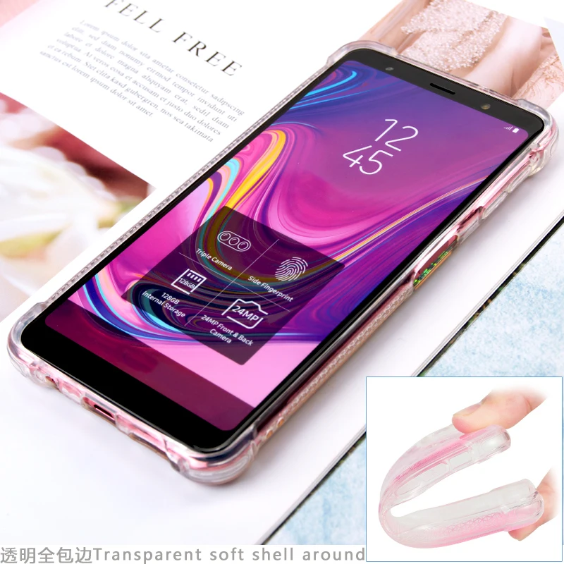 Shell Protection For Samsung Galaxy A3 A5 A6 A7 A8 Plus 2016 2017 2018 Shine Liquid Quicksand Dynamic Back Clear Cover |