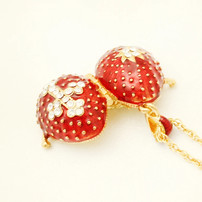 Подходит для европейской роскоши Faberge яйцо кулон Красный Кристалл крест кулон ожерелье эмаль Европа пасхальные яйца, рождественские подарки