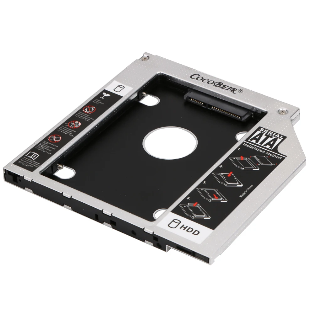 Алюминий Универсальный 9 5 мм SATA 3 0 светодиодный индикатор 2nd HDD Caddy Bay 2 дюймов 7
