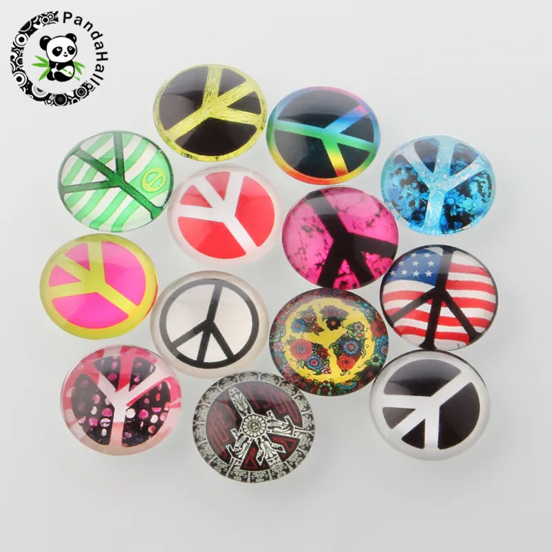 Peace Sign 10 мм 12 мм 14 мм 16 мм 18 мм 20 мм 25 мм 20 шт стеклянный кабошон смешанного цвета для изготовления ювелирных изделий цветок животная кожа часы-карта кукла - Цвет: Peace Sign