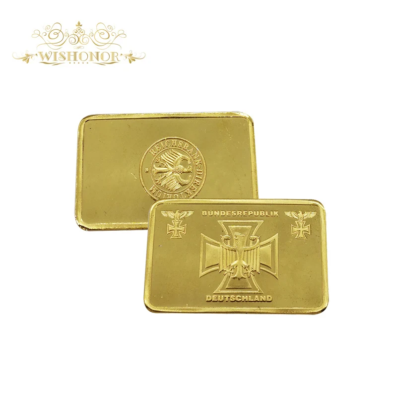 Gold Deutschland 24k чистого золота слиток золота Buffalo доллар США 1 сувенирная монета тонкий Бронзовый слиток золота слиток купить - Цвет: Gold Deutschland