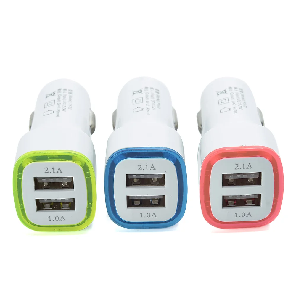 Новые яркие красочные зарядки 2.1A usb портами и светодиодным индикатором на 2