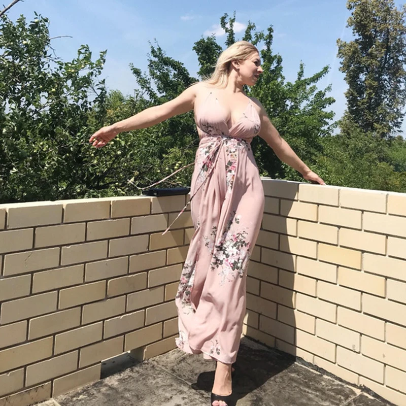 Lily Rosie девушка сексуальный сплит красный принт Бохо женские комбинезоны летние
