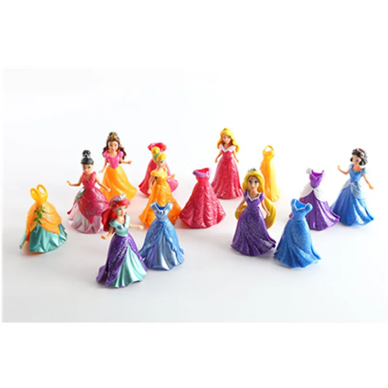 Disney 14 шт./компл. фигурки принцесс Белоснежка Ариэль Белль Рапунцель Аврора ПВХ