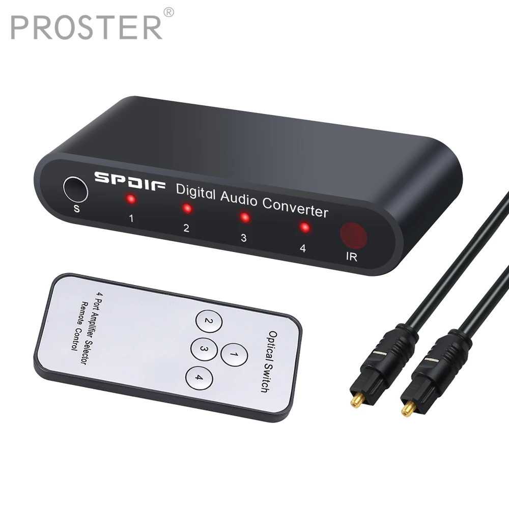 PROZOR SPDIF TOSLINK Цифровой оптический аудио адаптер для toslink 4x1 Toslink переключатель