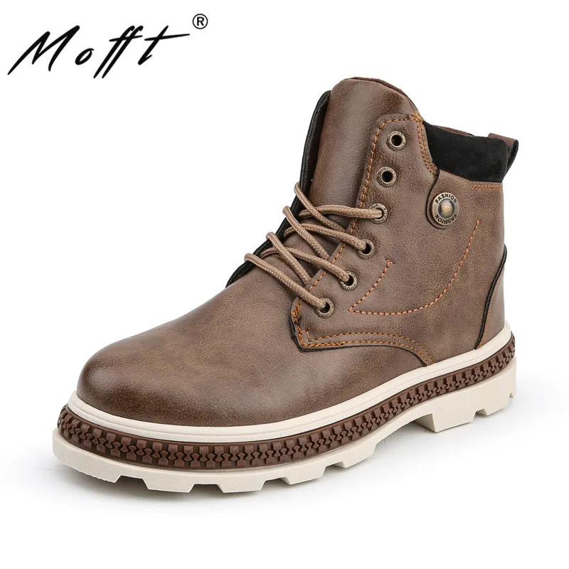 Men Ankle Boots Leather Winter Short Plush Youth Round Toe High Top for Black Brown Grey Shoes Male Hard Wearing | Обувь