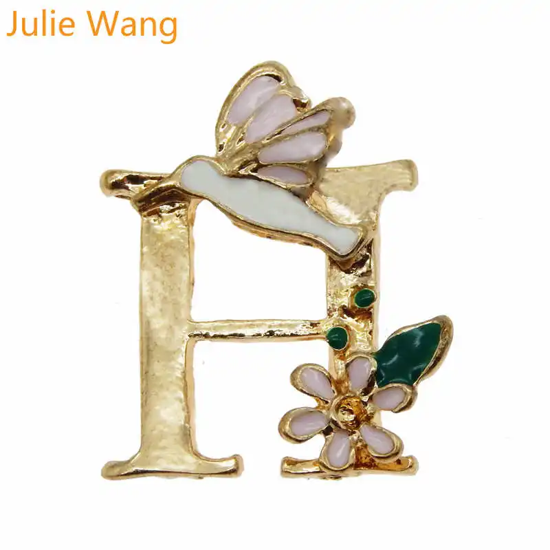 Julie Wang, 6 шт., золотой тон, A-Z, 26 букв, эмаль, красочные афабецы, подвески, ожерелье, подвеска, серьги, сделай сам, аксессуары для изготовления ювелирных изделий - Окраска металла: H