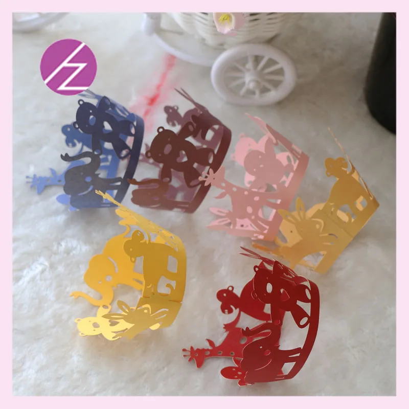 50pcs Cute Giraffe Elephant Bear Pattern Cupcake Wrapper Baby Shower Decorations Laser Cut Carved Paper Cup Party Favor | Дом и сад