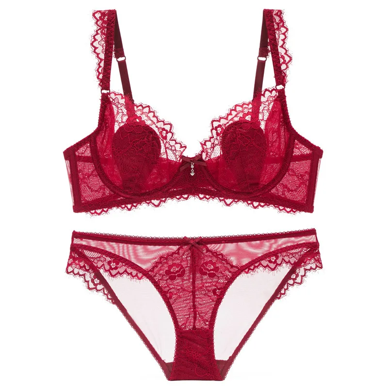 Fashion Bra Lace Comfortable Breathable Sexy Underwear Ultra Thin Set Women Panties for Plus size | Женская одежда