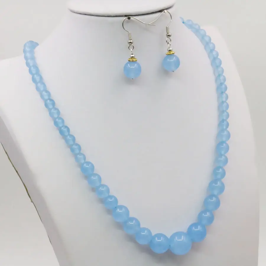 Красивые бусы ожерелье цепочка серьги наборы синие авантюрин круглые бусины