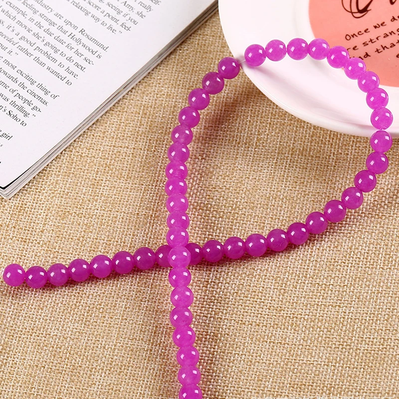 Новый натуральный камень фиолетовый халцедон DIY бижутерия бисер аксессуары