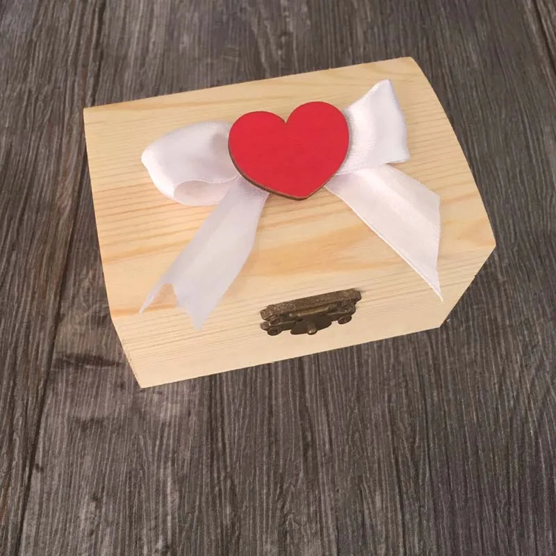 with ribbon Персонализированная Коробка для колец, деревянная коробка для колец, деревенская Свадебная коробка для колец, Заказная коробка для колец с гравировкой - Цвет: with ribbon