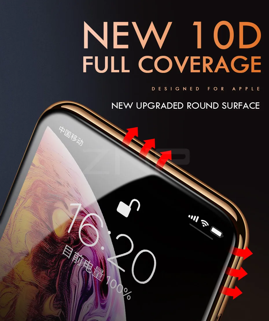 ZNP 10D Защитное стекло для iPhone 6 6s 7 8 plus XR X XS стекло полное покрытие iPhone Xs Max защита экрана закаленное стекло