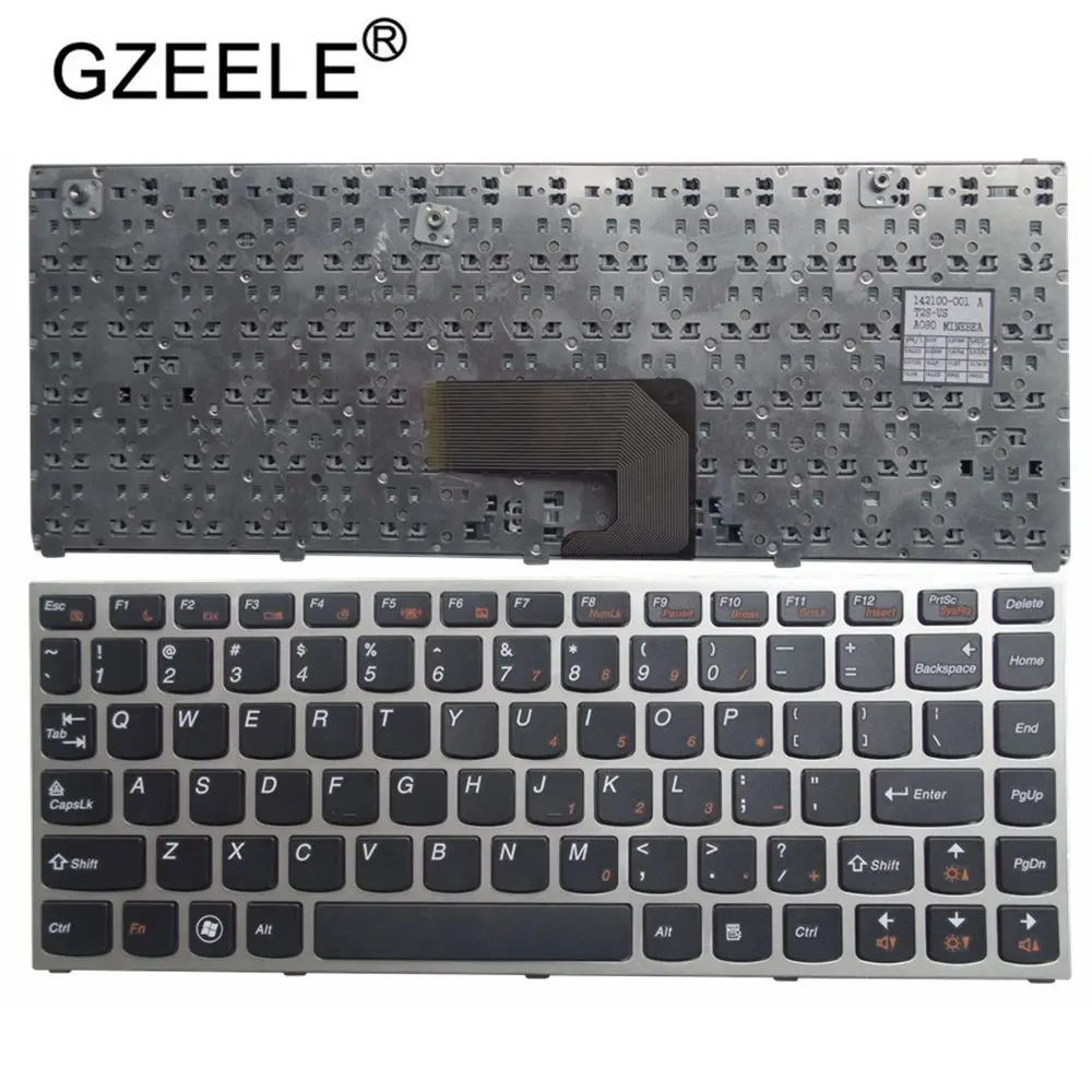 

GZEELE new for Lenovo IdeaPad U460 U460A U460S Black US Keyboard Silver Frame