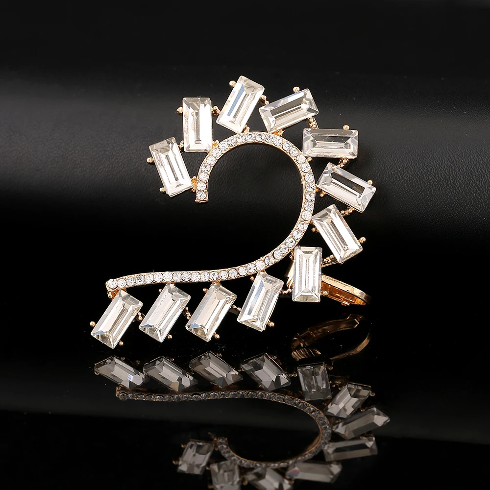 Квадратном каблуке с украшением в виде крупных кристаллов Кафф серьги гвоздики