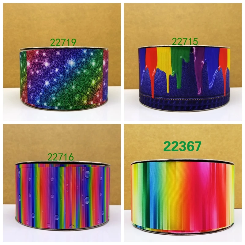 Free shipping 50 yard rainbow printed grosgrain ribbon 22367 | Дом и сад