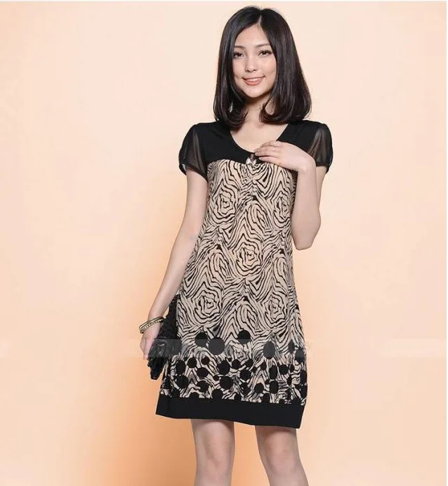 O-Neck Dress Womens Short Loose Pencil Printed Cotton | Женская одежда