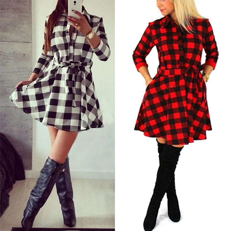 Платье женское клетчатое с отложным воротником на шнуровке|shirt xxxl|dress catdress shirt pattern
