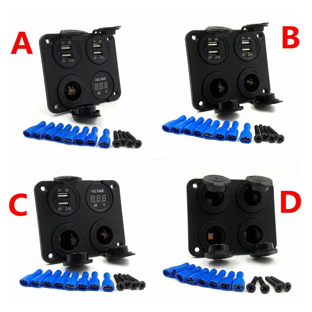 DIY Module Panel Splitter Power Adapter Car 5V 2.1A USB Charger + Cigarette Lighter Sockets Digital Voltmeter | Автомобили и