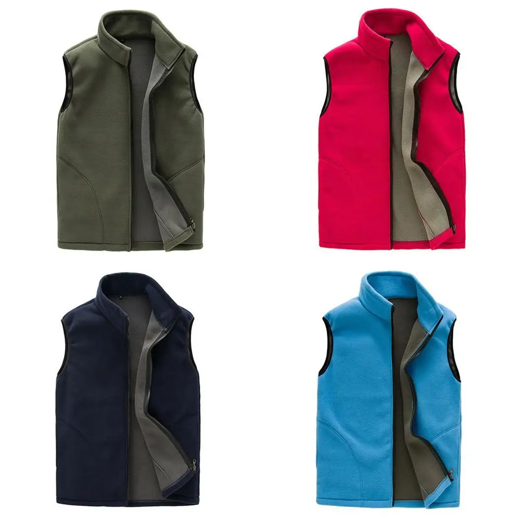 Men Casual Sport Fleece Sleeveless Stand Regular Neck Solid Zipper Vest Outdoor Cycling | Спорт и развлечения