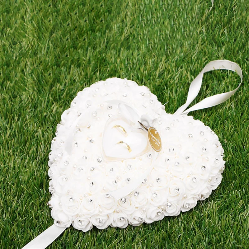 Wedding Decorations Chic Heart-Shape Flowers Valentine'S Day Gift Ring Pillow Party Decor | Украшения и аксессуары