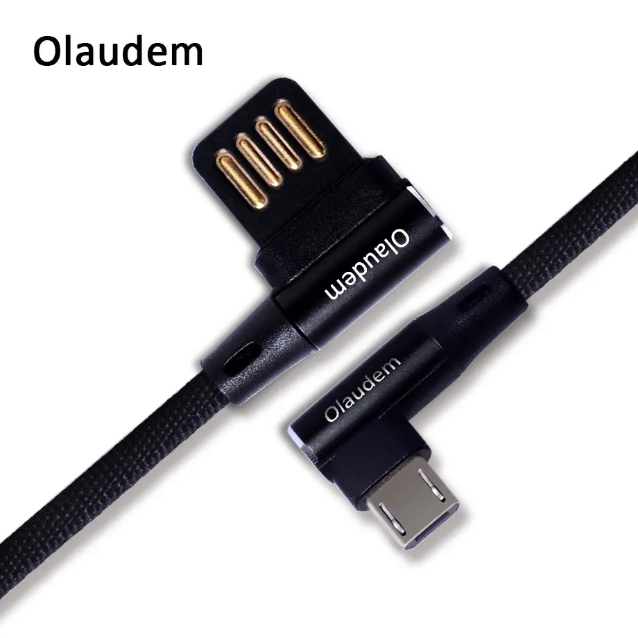 Olaudem мобильный телефон кабели микро-usb кабель быстрой зарядки Нейлон Micro USB 90