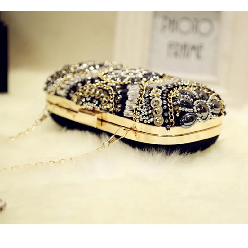 Женские вечерние сумки с кристаллами в стиле ретро женские клатчи на цепочке