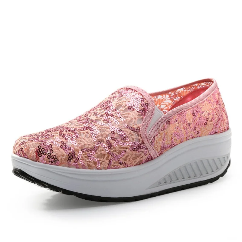 Женские спортивные кроссовки на танкетке дышащие облегающие для танцев #1508 |