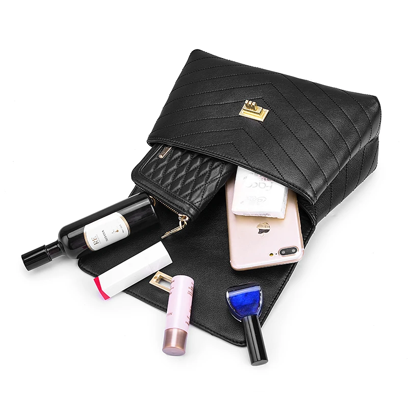 Кожаная женская сумка с v-образным вырезом дизайнерская Высококачественная на