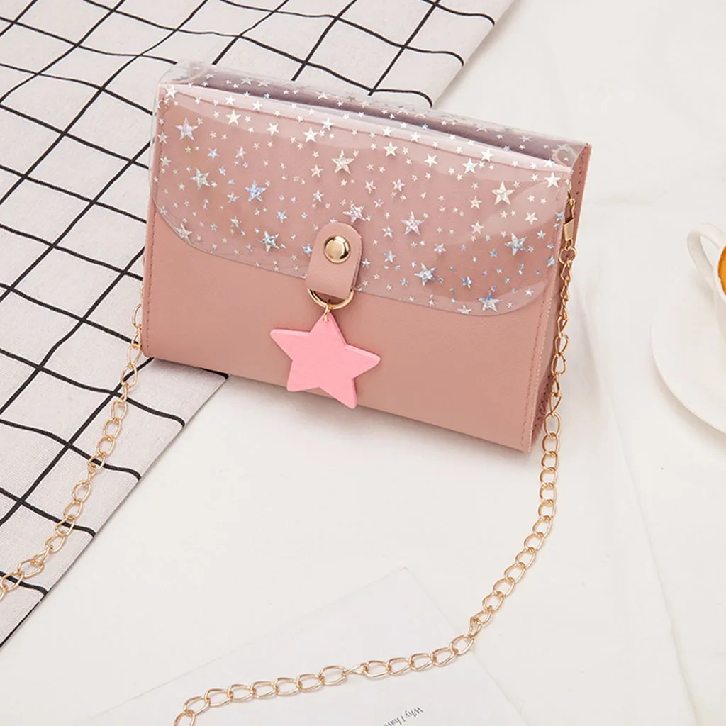 На одно плечо желе посылка из искусственной кожи Сумочка блесток звезда кулон