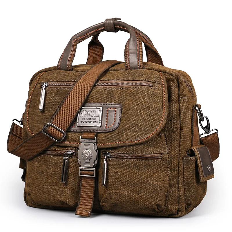 

2021 Ruil Retro Canvas Messenger Bags Multifunction Men Shoulder Briefcase Leisure Travel Handbag Toolkit Vintage Package