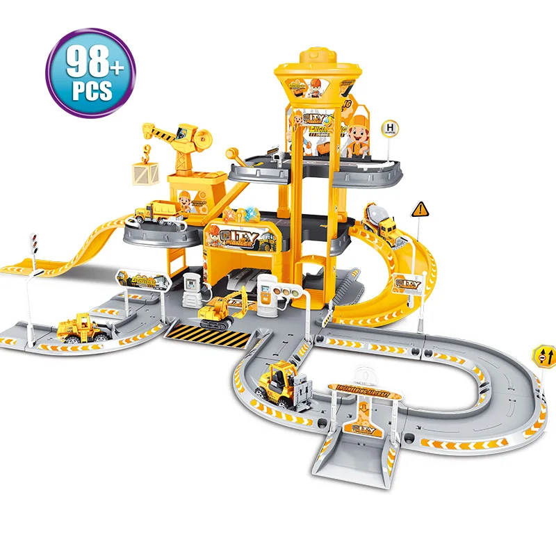 69913 3D City Police Station Railway Alloy Car Play Engineering Fire Truck Track Car DIY Model Building Kits Assembly toys for kids - Цвет: 69913