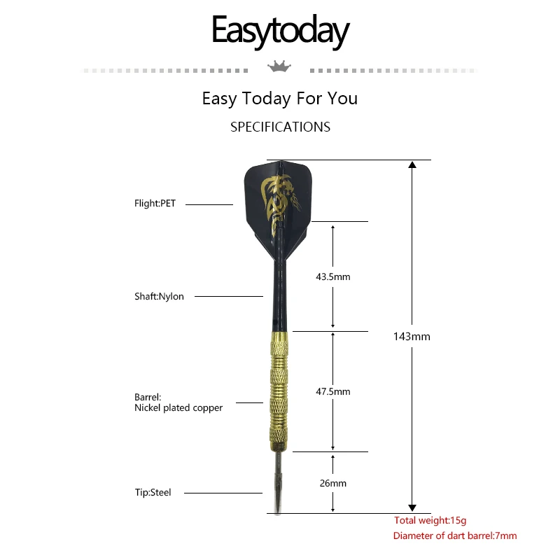 Easytoday 6 шт./компл. профессиональная Дротика s Набор покрытый железом медный