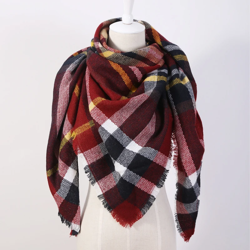 2017 Фирменная Новинка треугольный платок Акриловые Пашмины Моды Ленточки пледом