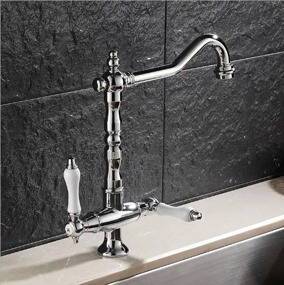 

Kitchen Faucet Chrome Sink Faucet Brass Swivel Ceramic Dual Handle Kitchen Faucet/ Bathroom Basin Mixer Tap Faucet