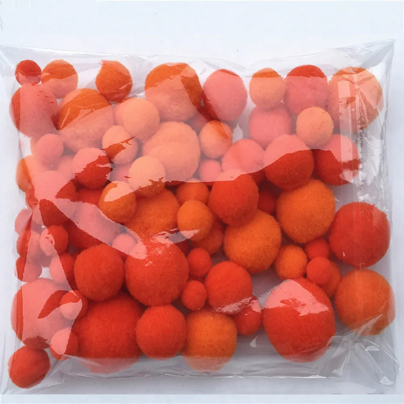 07 orange series mix 8-30 мм Разноцветные помпоны, мини пушистые мягкие помпоны, пушистые плюшевые помпоны, детские игрушки ручной работы, Свадебный декор, товары для рукоделия - Цвет: 07 orange series mix