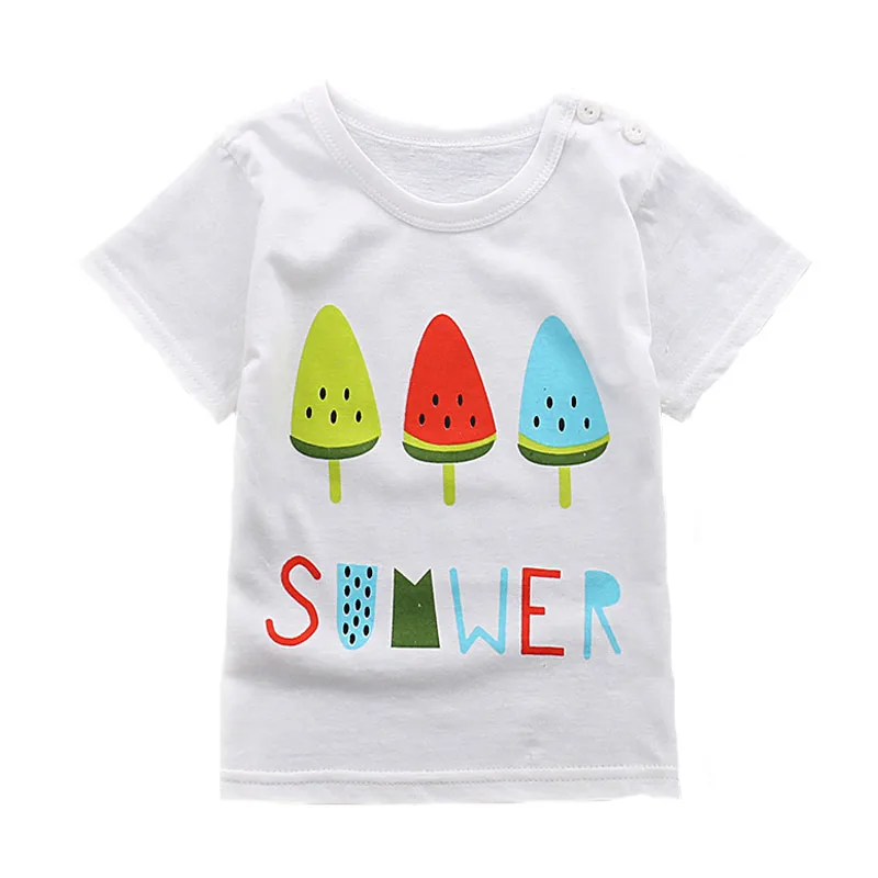 Baby Boy Tshirt Summer 2018 Children's Shirts Short Sleeve White Top Toddler Infant Tops Cotton Kids Clothes | Детская одежда и