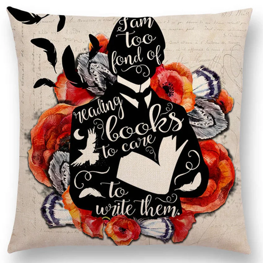 Декоративный чехол для чтения букв из хлопка и льна декоративная подушка