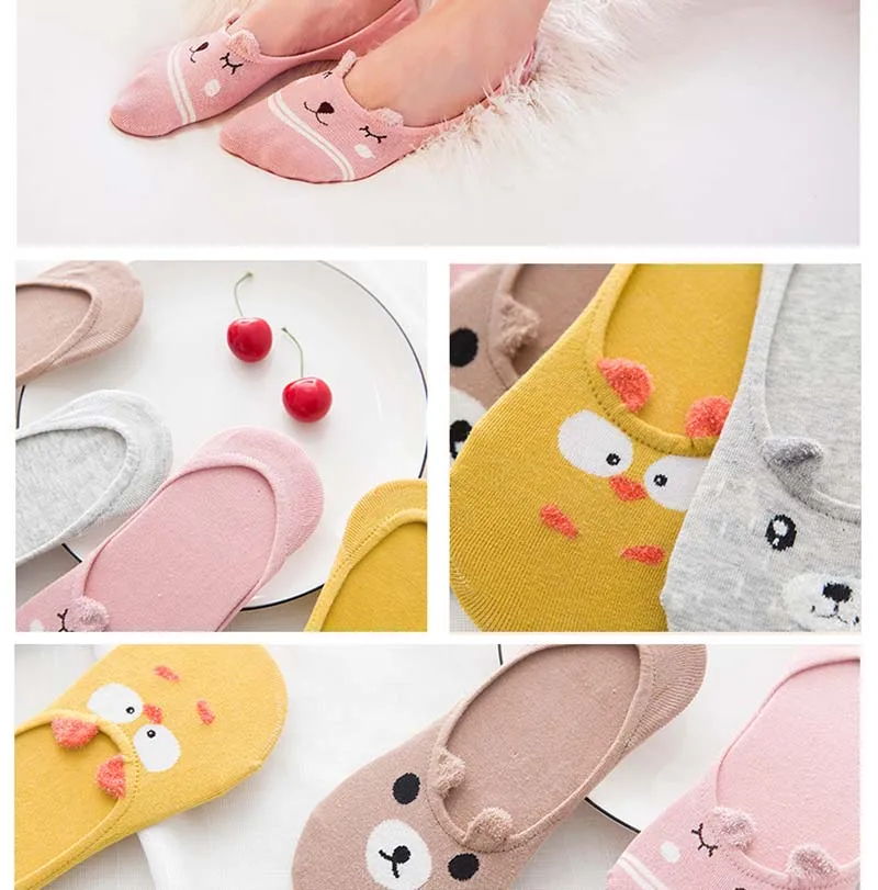[COSPLACOOL] 4 пары/Подарочная коробка, креативные носки kawaii, женские носки с закрытым носком, милые дышащие носки с изображением собаки/панды, meias