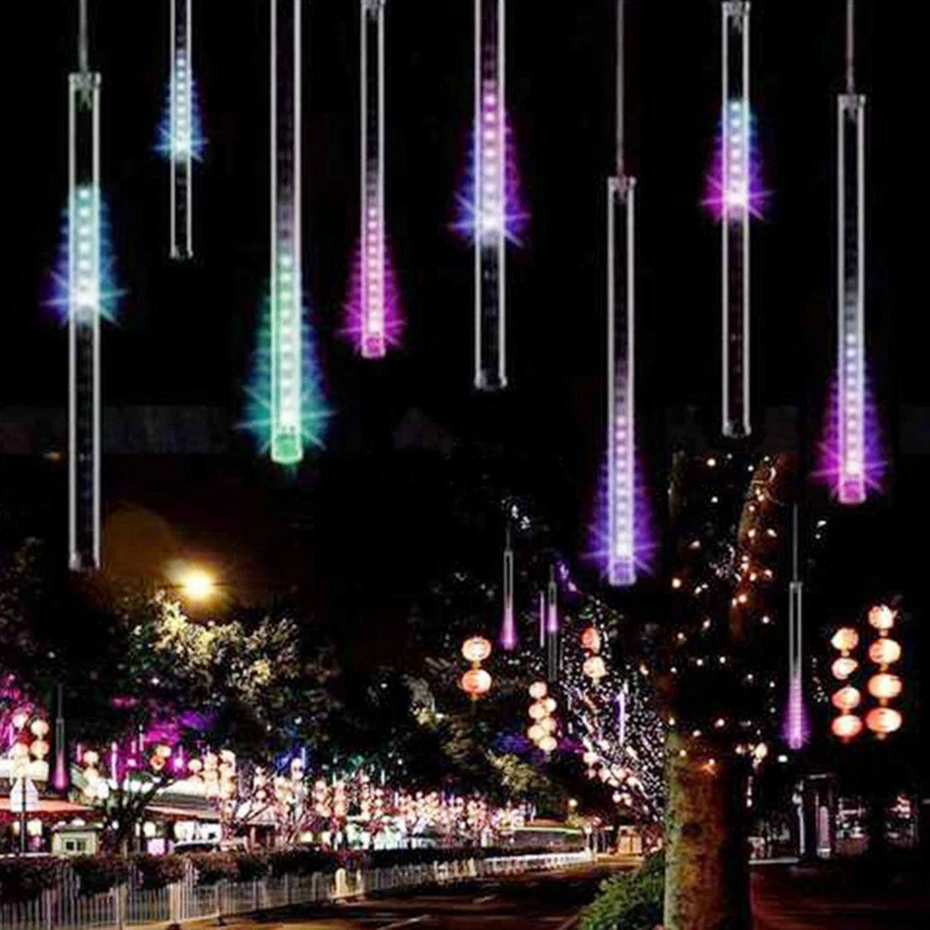 

new year LED Christmas Lights LED Meteor Shower Rain 20CM 30CM 43cm 8Tube/set Wedding Garden Decoration String Light 110V/220V