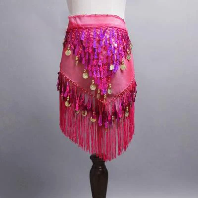 Fuchsia Новое поступление, одежда для танца живота, аксессуары-кисточки, обертывание, эластичная сетчатая основа, женские ремни для танца живота, бахрома, набедренный шарф - Цвет: Fuchsia