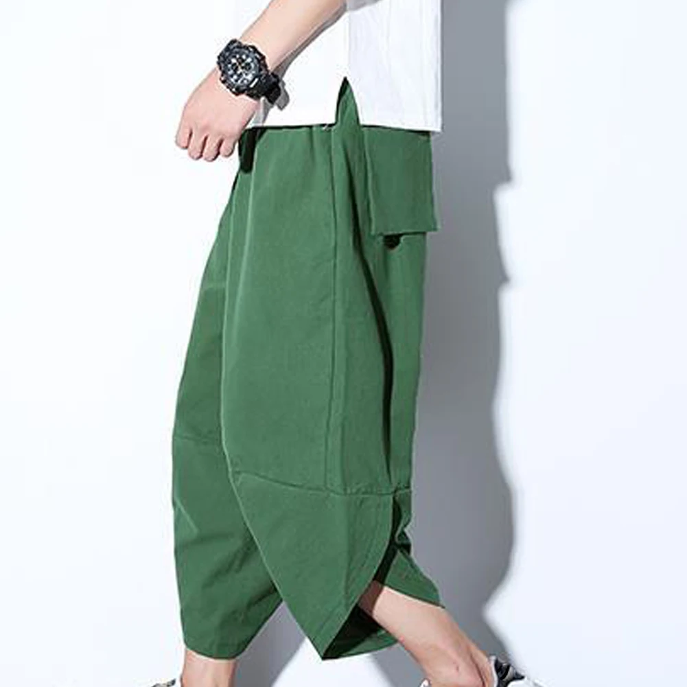 

2018 New Fall Pants Men'S Casual New Pants Loose Elastic Waist Size Plus 3Xl Cotton Linen Fit Harem Wide Legs Trousers