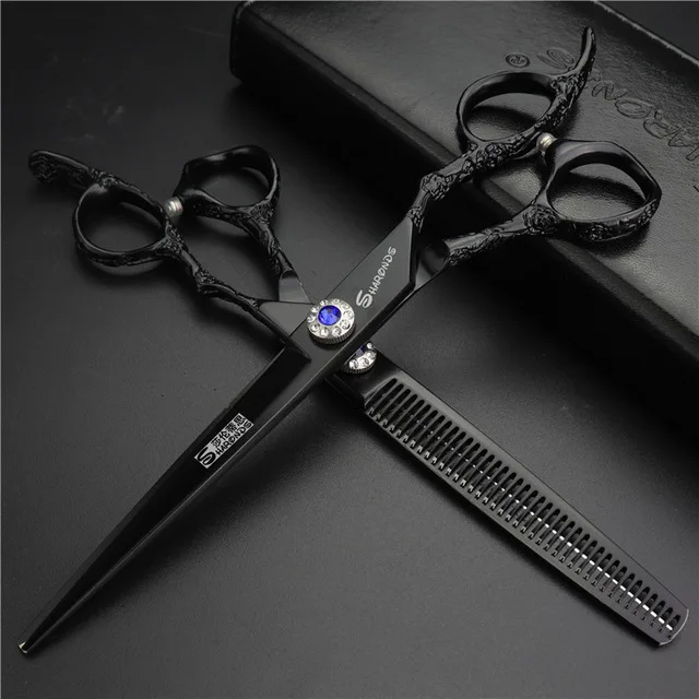Scissors set 7 дюймов ножницы для собак Ножницы для ухода за домашними животными ножницы для домашних животных набор филировочные ножницы Профессиональные парикмахерские инструменты для собак - Цвет: Scissors set