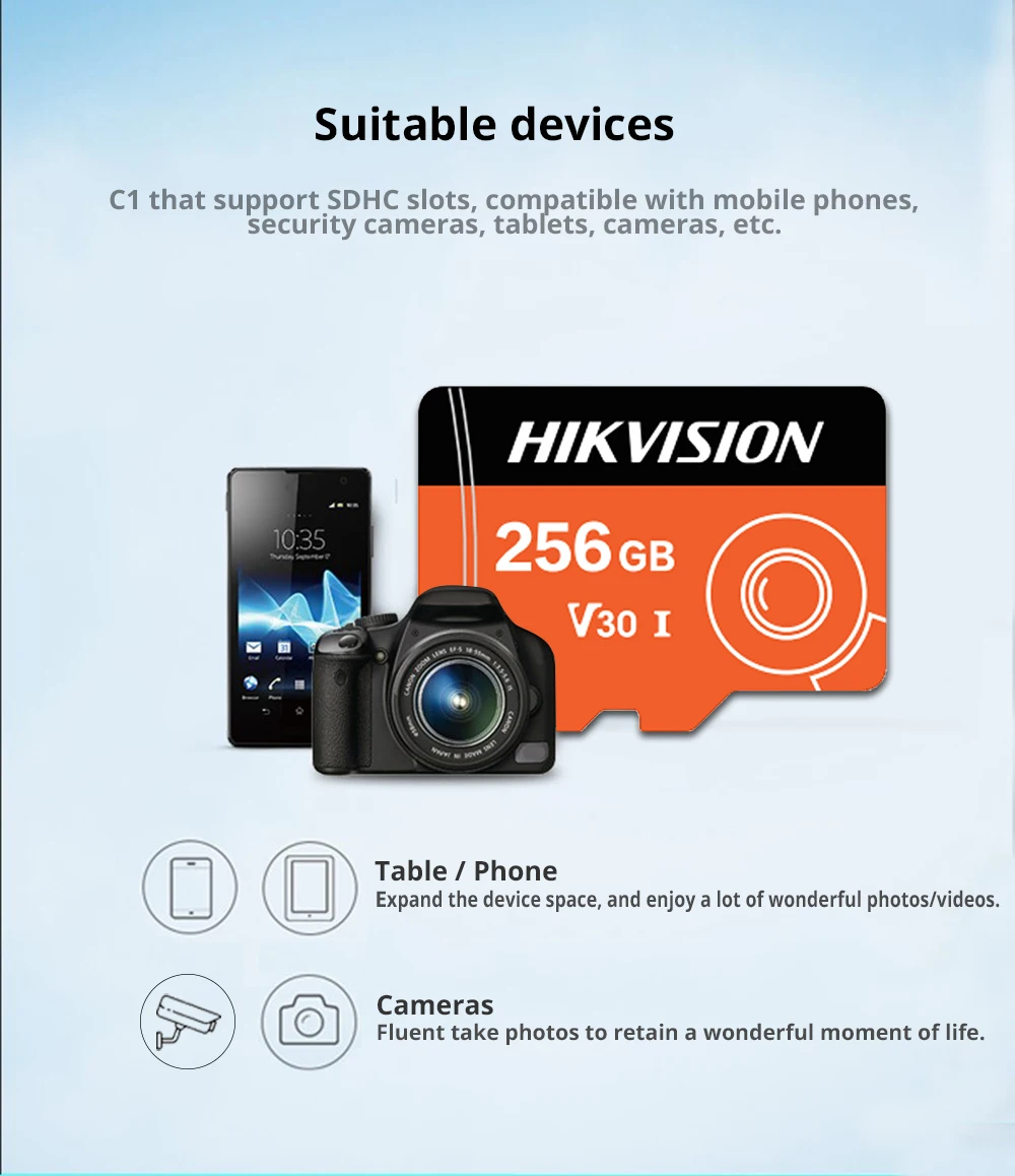 HIKVISION sd-карта 256 ГБ 128 ГБ 32 ГБ 64 Гб v30 карта памяти для ip-камеры наблюдения картао де Мемория большой емкости мини TF карта