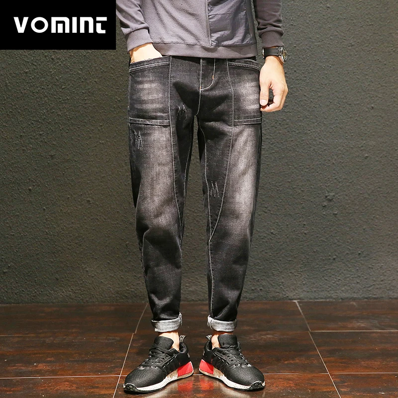 Vomint 2019 Новые мужские джинсы усы эффект Halen штаны шить black Wash Distressed Jeans Повседневные