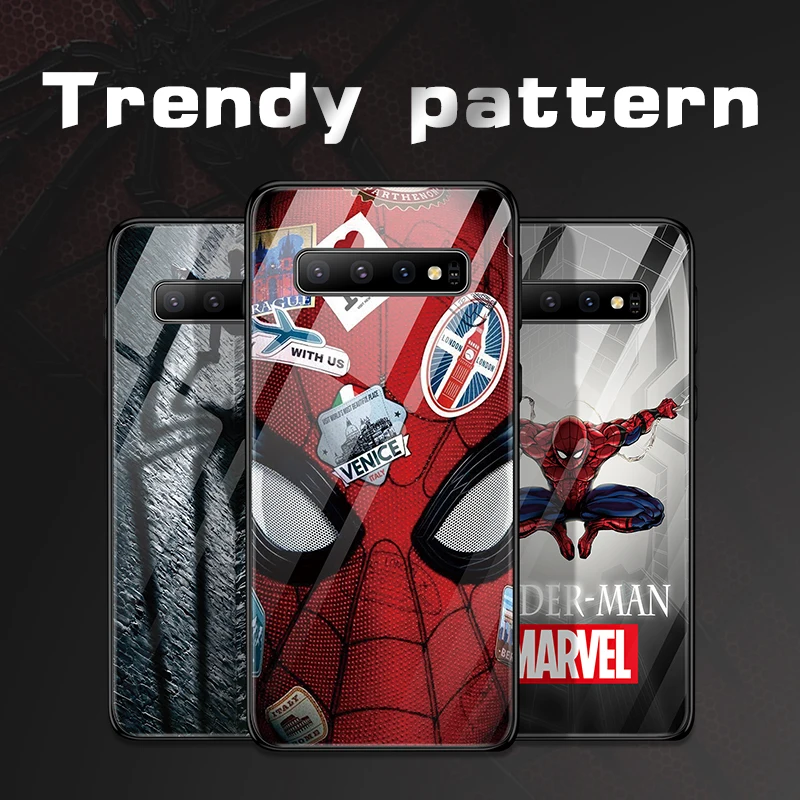 Чехол из закаленного стекла Marvel с человеком-пауком для samsung Galaxy S10 e 5G S8 S9 Plus Note 8 9 10 Pro, чехол для телефона с изображением Мстителей