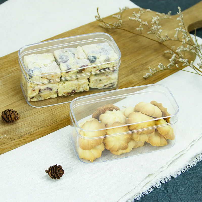 

Rectangle Transparent Plastic Packing Box for Nougats Snowflake Cookies Party Cake Dessert Gift Boxes